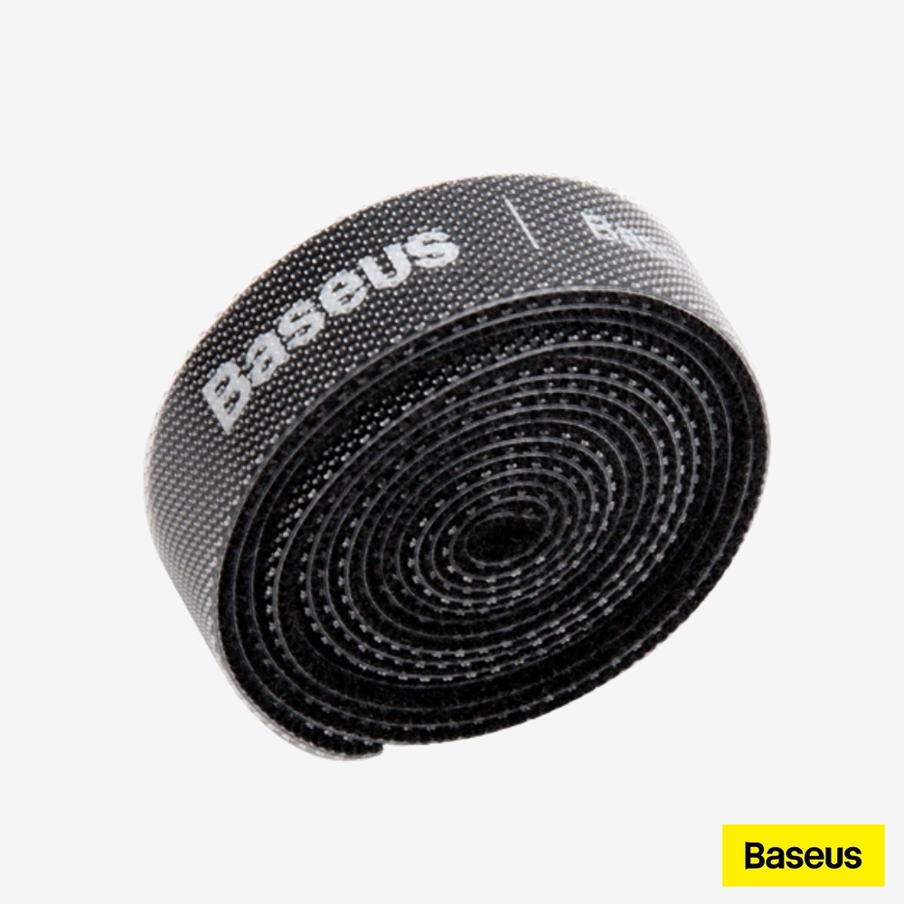 wite strap Baseus Rainbow Circle Hook and Loop Straps - Velcro Cable Organizer