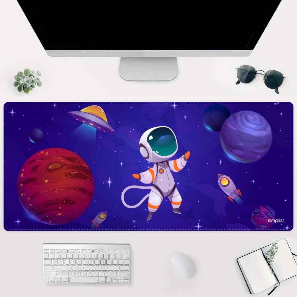 Simplist Gimars Large Printed Rubber Desk Mat - Space Design (90x40 CM) - Extended Non-slip Mousepad for Home and Office
