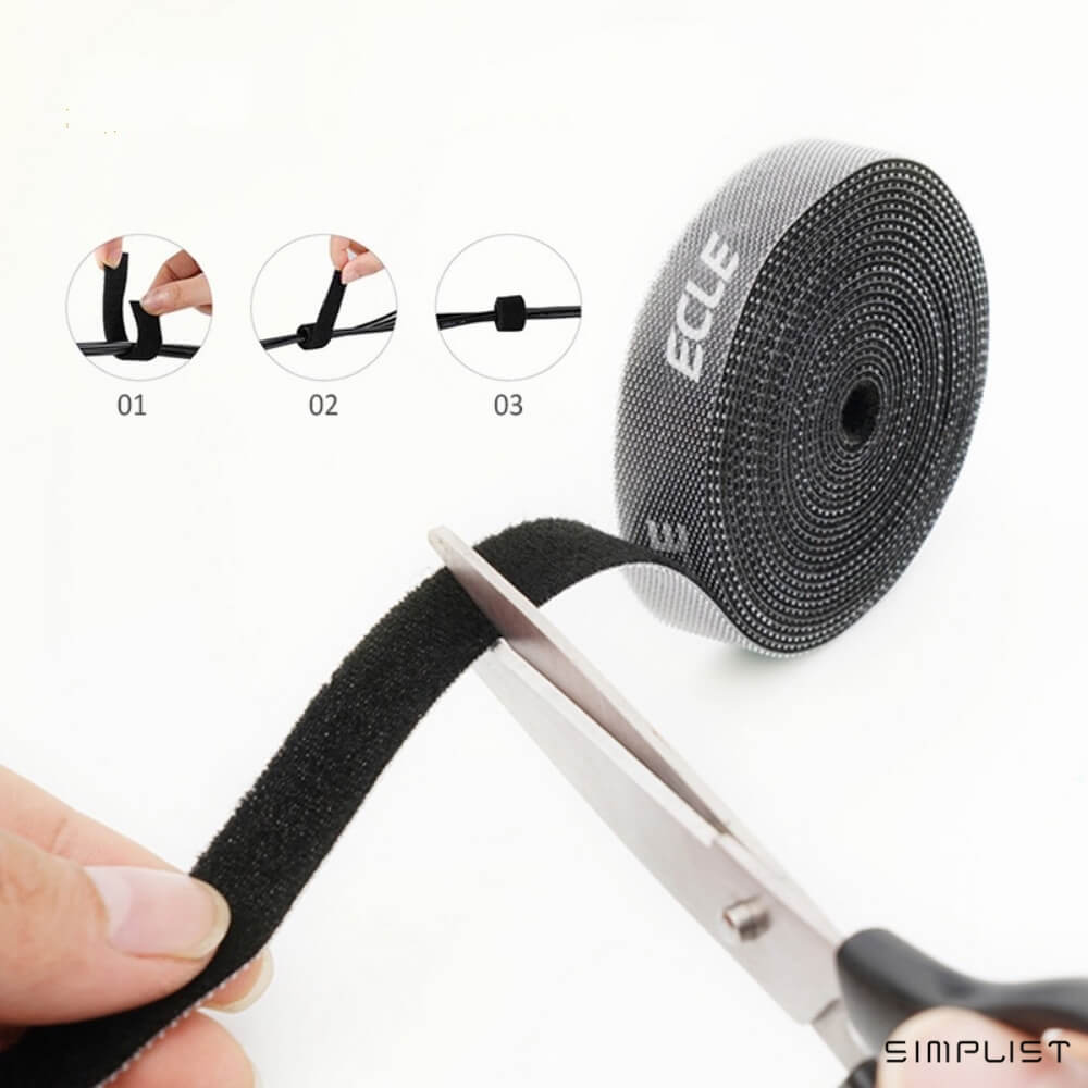 Toocki Velcro Cable Ties Roll - DIY Velcro Fastening Resealable Starps for Cable Organisation