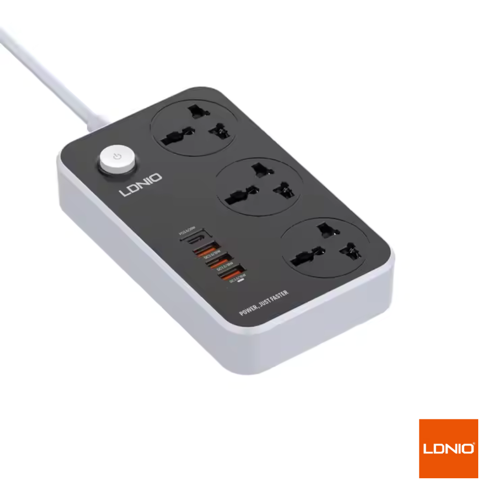 LEVEL (24) LDNIO SC3412 Power Strip - 3 Power sockets + 38W USB Outlets