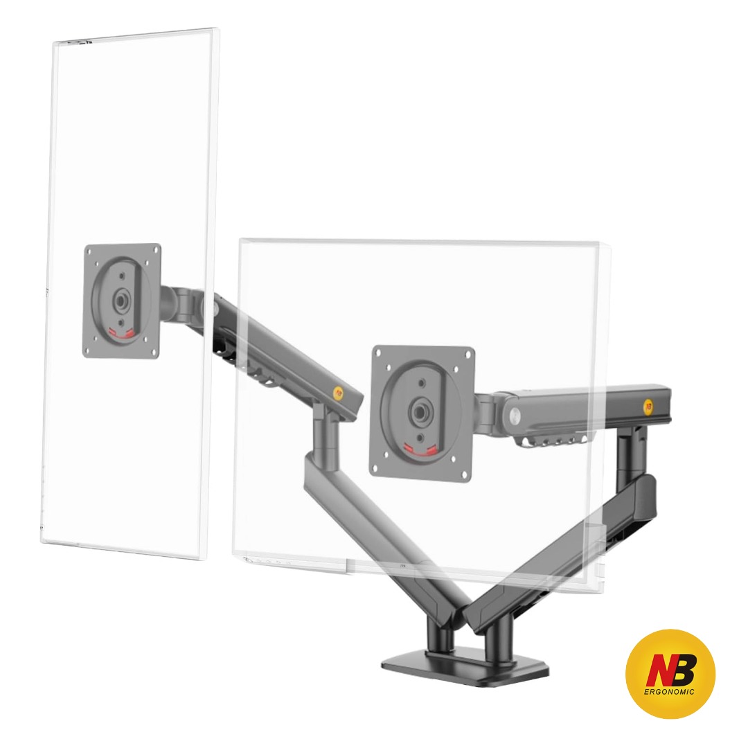 NB (2) NB SmooVex-Duo Ergonomic Mechanical Spring Dual Monitor Arm for 17-32' Computer Monitors